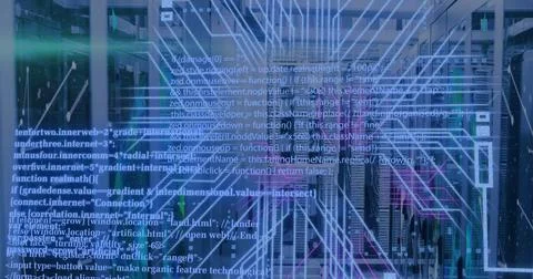 Image of circuit board and data processing over computer servers Stock Photos