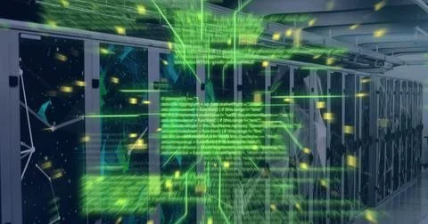 Image of circuit board and data processing over computer servers Stock Photos
