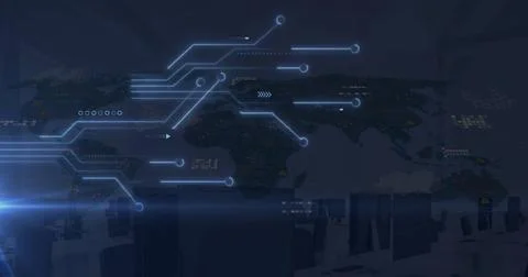 Image of circuit board, computing data processing over scope scanning 库存插图