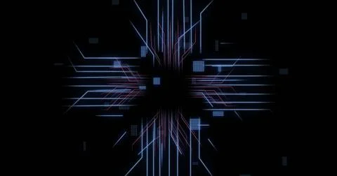 Image of circuit board with data processing over black background Stockillustratie