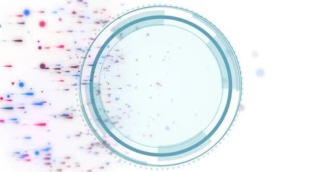 Image of circular scanner over moving coloured particles Illustrazione stock