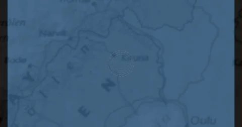 Image of circular scanner processing over part of a blue map Ilustração Stock