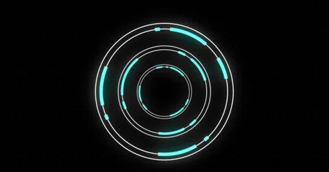 Image of circular scope scanning with flashing red lights on black Stockillustratie