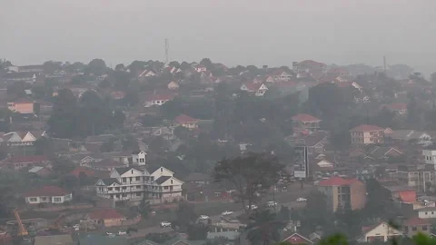 Image of a city trapped in fog Stock Footage 148747592