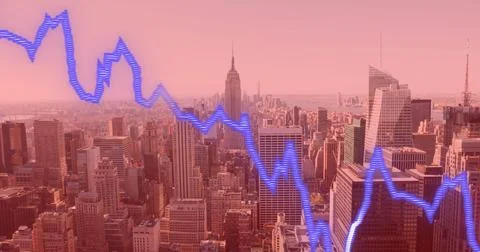 Image of cityscape over data processing Stock Photos
