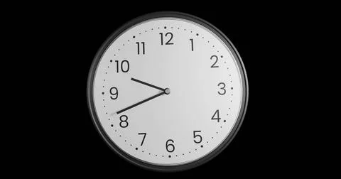 Image of clock moving fast over black background Illustrazione stock
