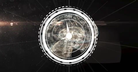 Image of clock moving over brain on black background イラスト素材