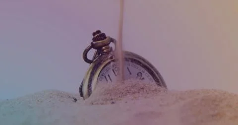 Image of clock over sand and timer Stock-Fotos