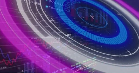 Image of clock over science data processing Stockillustratie