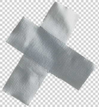 Image of close up of cross of silver tape with copy space on transparent Stock Illustration