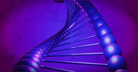 Image of close up of macro purple dna strand Ilustração Stock