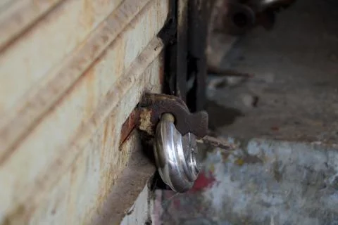Image of close shutter and door are lock during lock down in India Stock Photos
