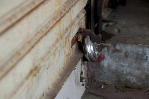 Image of close shutter and door are lock during lock down in India Stock Photos