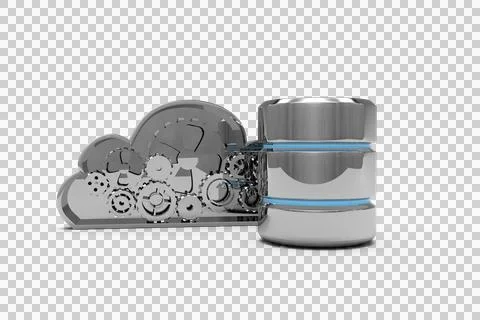 Image of cloud with cogs and silver computer server Illustrazione stock