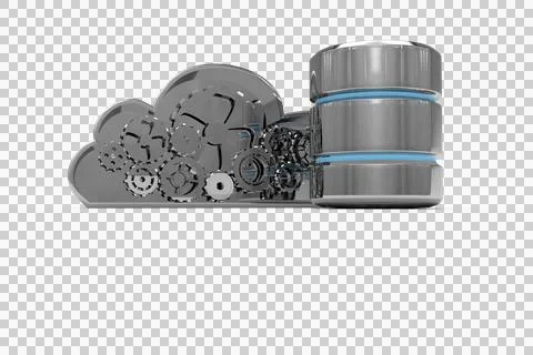 Image of cloud with cogs and silver computer server Stock Photos