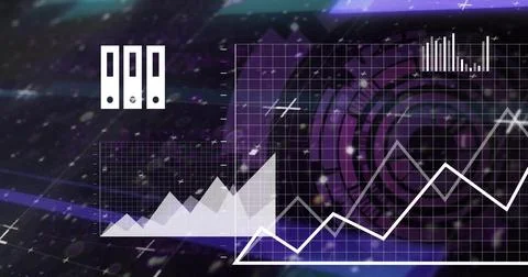 Image of cloud icon, digital data processing over scope scanning Stock Photos