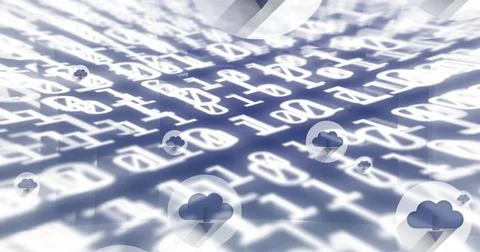 Image of cloud icon over binary coding Stock Illustration