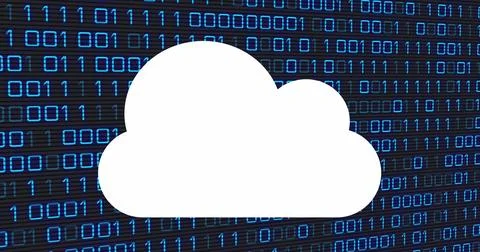 Image of cloud icon over binary coding Stock Photos