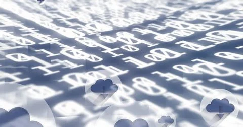 Image of cloud icon over binary coding Stock Photos
