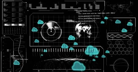 Image of cloud icons and data processing Stock Illustration