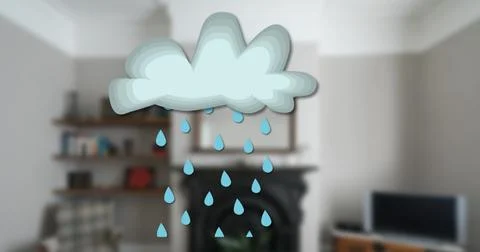 Image of cloud moving over empty house interior Stock Illustration