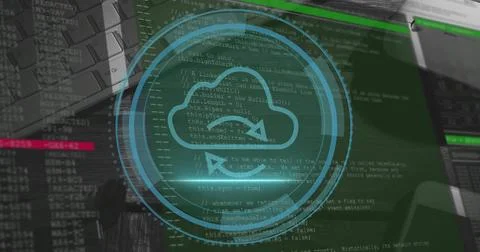 Image of cloud over scope and financial data processing Stockillustratie