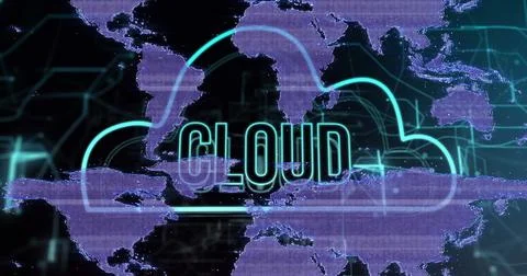 Image of cloud text over world map Stock Illustration