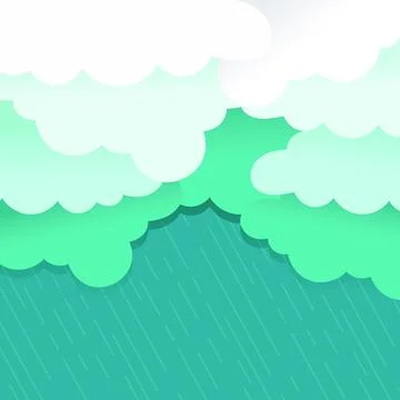 Image of clouds and rain on green background Stock Illustration