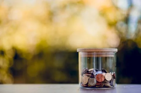 Image of coin value Concept of saving money for future friends With copy spac Stock Photos