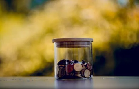 Image of coin value Concept of saving money for future friends With copy spac Foto stock