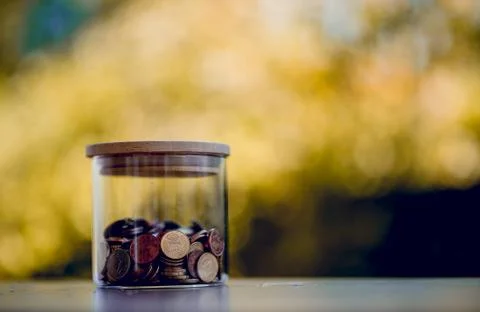 Image of coin value Concept of saving money for future friends With copy spac Stockfoto's