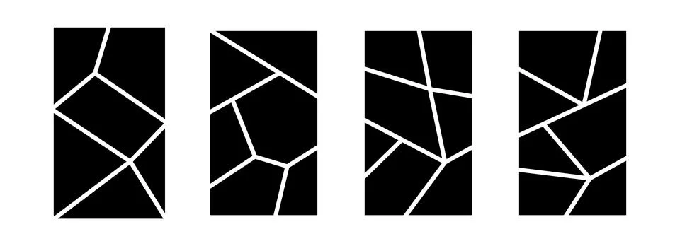 Image collage layout set. Black mosaic mood board grid collection. 6-7 picture Stock Illustration