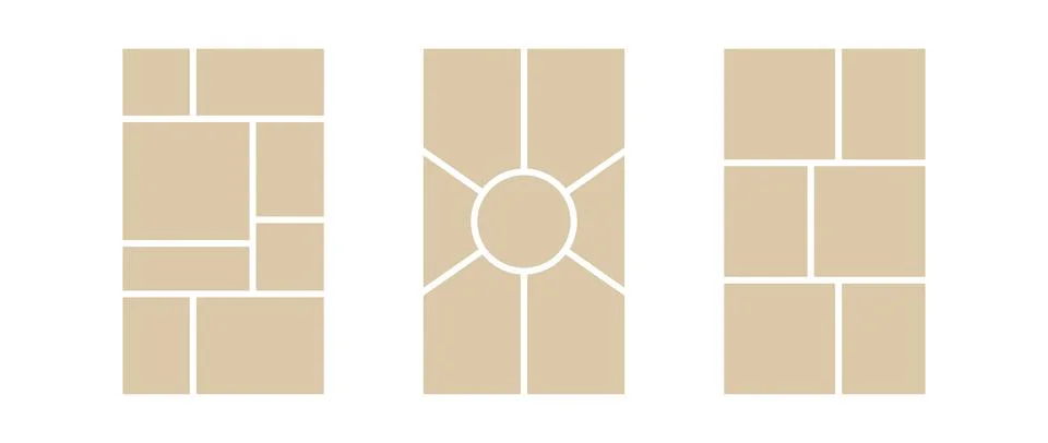 Image collage layout template. Beige mosaic mood board grid collection. Picture Stock Illustration