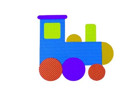 Image of colored train, toy on white background Stock-Fotos