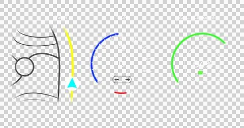 Image of colorful interface with speedometer and power icon on white background 스톡 일러스트