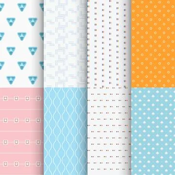 Image colorful modern sesamless patterns in set Stock Illustration