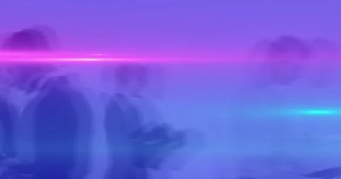 Image of coloured lights over crowd walking to work in street Ilustração Stock