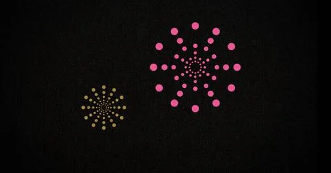 Image of colourful fireworks exploding on black background Stock Illustration