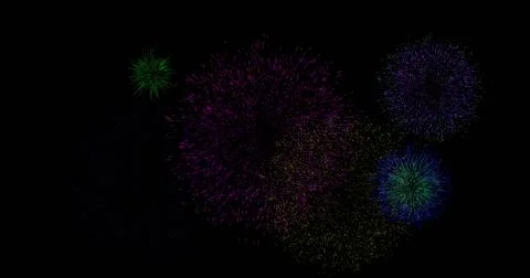 Image of colourful fireworks exploding on black background Stock Photos