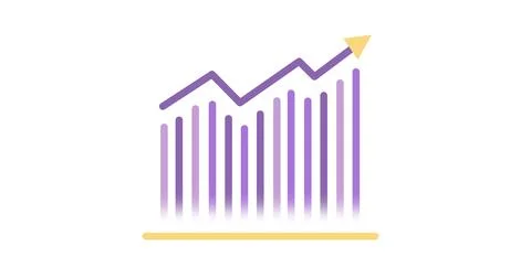 Image of colourful graphs with arrow on white background Stock Illustration