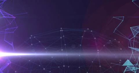 Image of colourful shapes floating over a ball of connections spinning Illustrazione stock