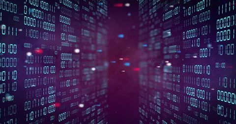 Image of colourful spots over data processing on black background Stock Illustration