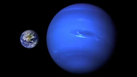 Image comparing the sizes of Neptune and Earth. イラスト素材
