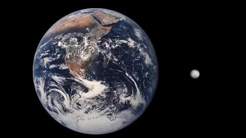 Image comparing the sizes of Pluto and Earth. Stock Illustration