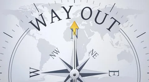 An image of a compass directing to solution, 3d illustration Stock Illustration