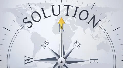 An image of a compass directing to solution, 3d illustration Stock Illustration