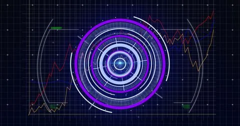 Image of compass over scientific graph and data Illustrazione stock