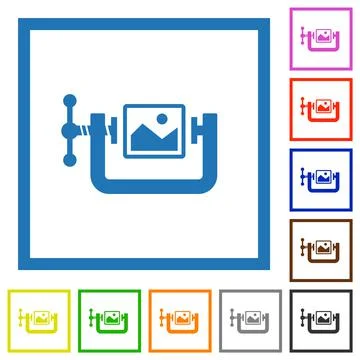 Image compression solid flat framed icons Illustration