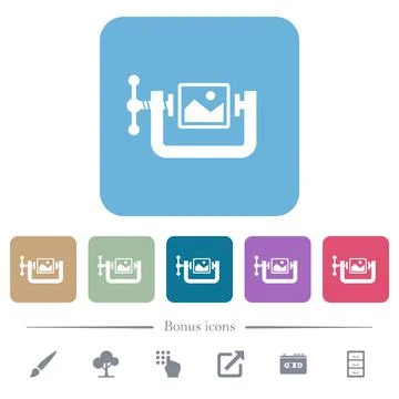 Image compression solid flat icons on color rounded square backgrounds Stock Illustration