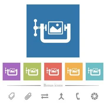 Image compression solid flat white icons in square backgrounds 库存插图